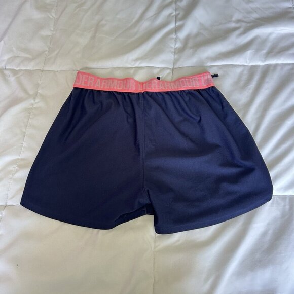 Under Armour Womens XS Blue Pink Activewear Shorts Drawstring Running Yoga Gym - Picture 6 of 6